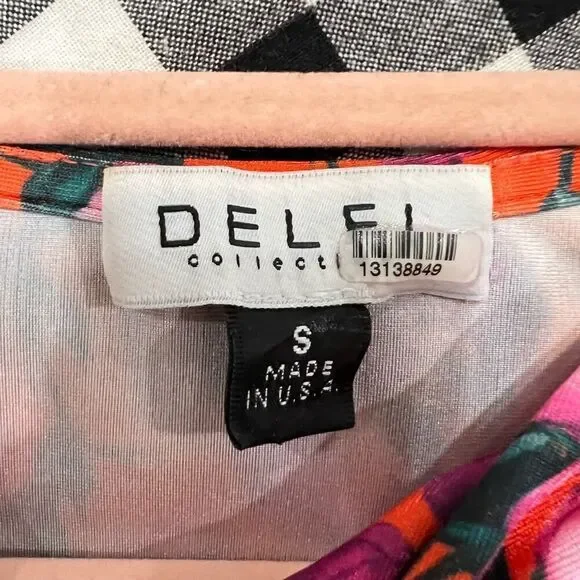 DELFI Collective pink purple floral long sleeve morris dress size small s - Picture 12 of 15